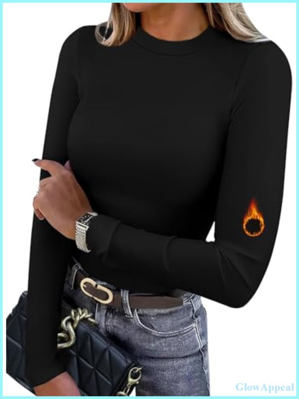 Long Sleeve Thermal Shirt Fleece Mock Neck Slim Fit T-Shirt